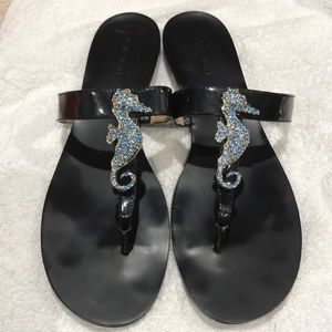 Nine West Seahorse Rhinestone Thong Sandal